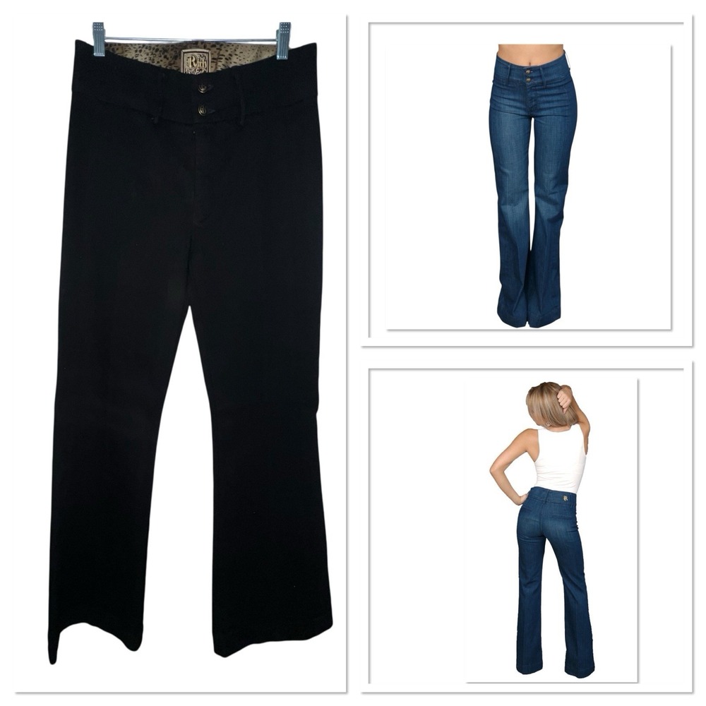 Rich & Skinny Ritzy Pants Black Womens Wide Leg High Rise Jeans Size 31 New USA
